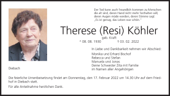 Anzeige von Therese Köhler von MGO