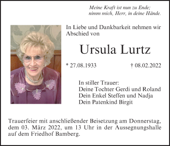 Anzeige von Ursula Lurtz von MGO