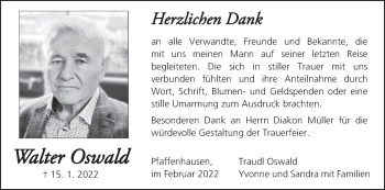 Anzeige von Walter Oswald von MGO