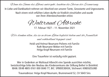 Anzeige von Waltraud Albrecht von MGO