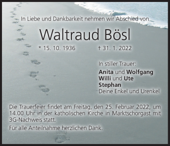 Anzeige von Waltraud Bösl von MGO