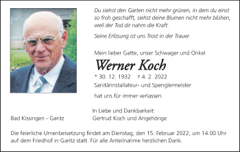 Anzeige von Werner Koch von MGO