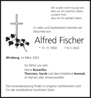 Anzeige von Alfred Fischer von MGO