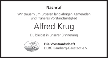 Anzeige von Alfred Krug von MGO