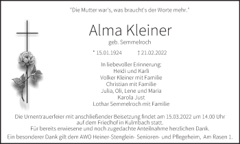 Anzeige von Alma Kleiner von MGO