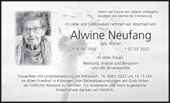 Anzeige von Alwine Neufang von MGO