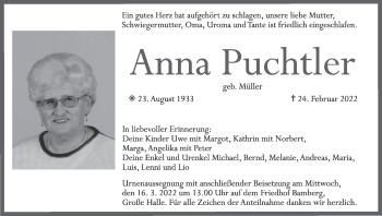 Anzeige von Anna Puchtler von MGO