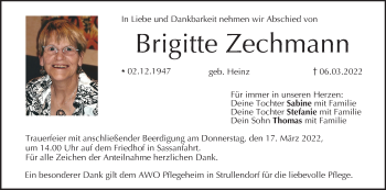 Anzeige von Brigitte Zechmann von MGO