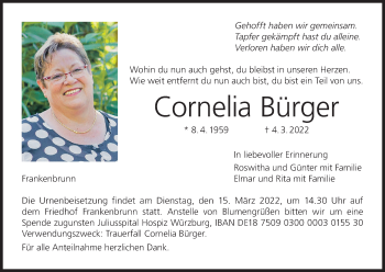 Anzeige von Cornelia Bürger von MGO