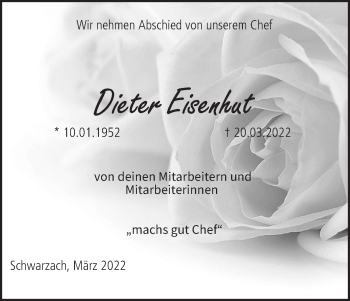 Anzeige von Dieter Eisenhut von MGO