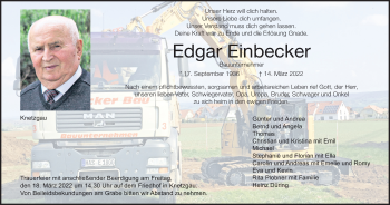 Anzeige von Edgar Einbecker von MGO