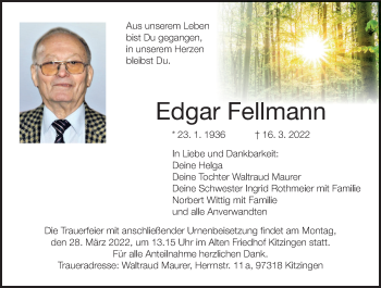 Anzeige von Edgar Fellmann von MGO