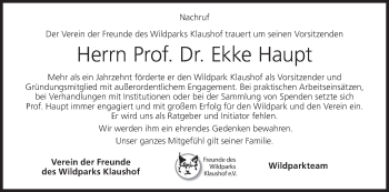 Anzeige von Ekke Haupt von MGO