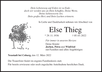 Anzeige von Else Thieg von MGO