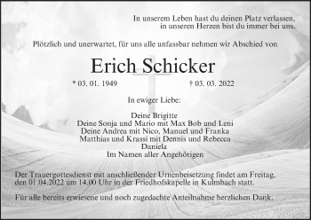 Anzeige von Erich Schicker von MGO