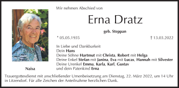 Anzeige von Erna Dratz von MGO