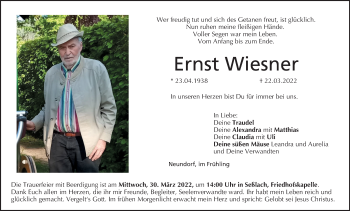 Anzeige von Ernst Wiesner von MGO