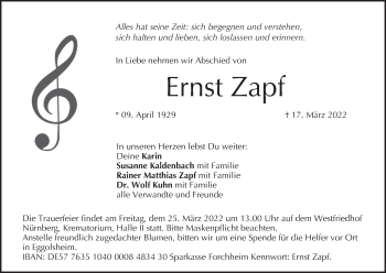 Anzeige von Ernst Zapf von MGO