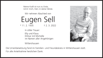 Anzeige von Eugen Sell von MGO