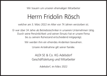 Anzeige von Fridolin Rösch von MGO