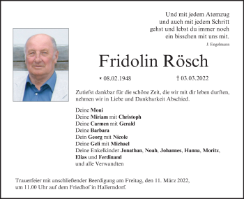 Anzeige von Fridolin Rösch von MGO