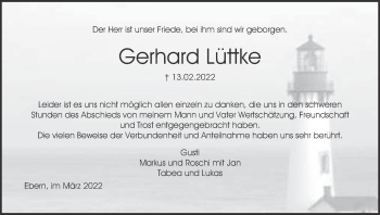 Anzeige von Gerhard Lüttke von MGO