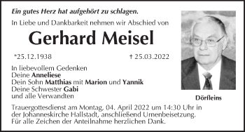 Anzeige von Gerhard Meisel von MGO