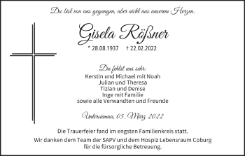 Anzeige von Gisela Rößner von MGO