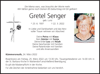 Anzeige von Gretel Senger von MGO