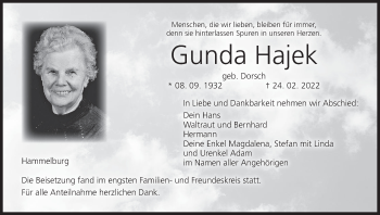 Anzeige von Gunda Hajek von MGO