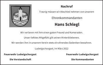 Anzeige von Hans Schlegl von MGO