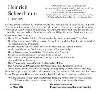 Anzeige von Heinrich Scheerbaum von MGO