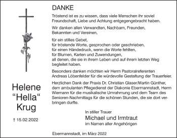 Anzeige von Helene Krug von MGO