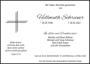 Anzeige von Hellmuth Schreiner von MGO