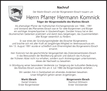 Anzeige von Hermann Komnick von MGO
