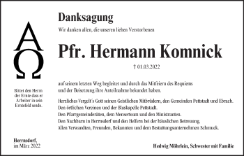 Anzeige von Hermann Komnick von MGO