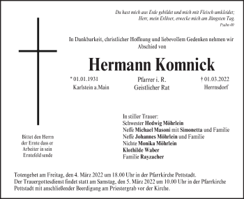 Anzeige von Hermann Komnick von MGO