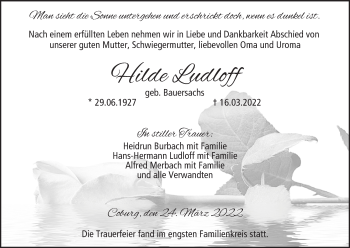 Anzeige von Hilde Ludloff von MGO