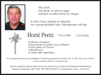 Anzeige von Horst Peetz von MGO