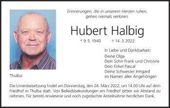 Anzeige von Hubert Halbig von MGO