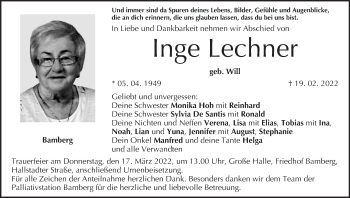 Anzeige von Inge Lechner von MGO