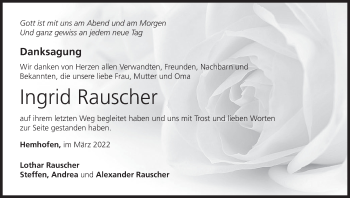 Anzeige von Ingrid Rauscher von MGO