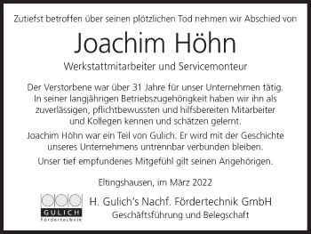 Anzeige von Joachim Höhn von MGO