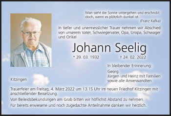 Anzeige von Johann Seelig von MGO