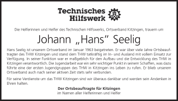 Anzeige von Johann Seelig von MGO