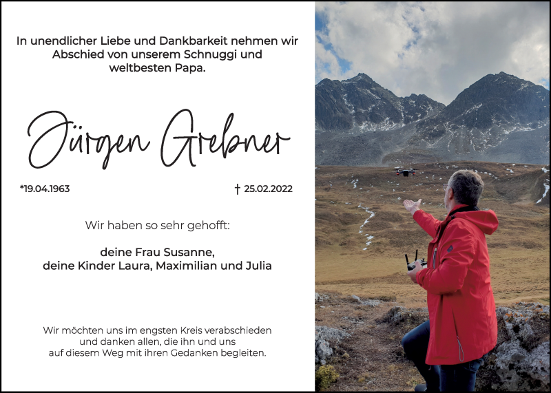  Traueranzeige für Jürgen Grebner vom 08.03.2022 aus MGO