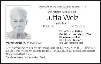 Anzeige von Jutta Welz von MGO