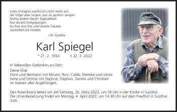 Anzeige von Karl Spiegel von MGO