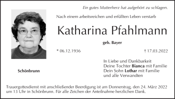 Anzeige von Katharina Pfahlmann von MGO