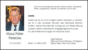 Anzeige von Klaus Peter Persicke von MGO